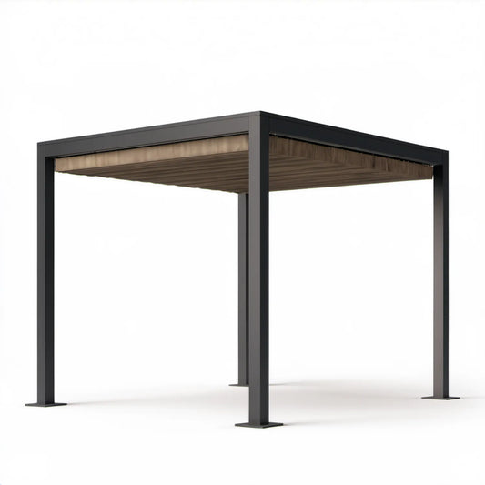 Aluminiowa pergola ogrodowa antracytowa z regulowanym dachem lamelowym 300 x 300 x 230 cm