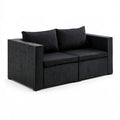 Dwuosobowa sofa ogrodowa z technorattanu PE, czarna, 124 x 70 x 63 cm