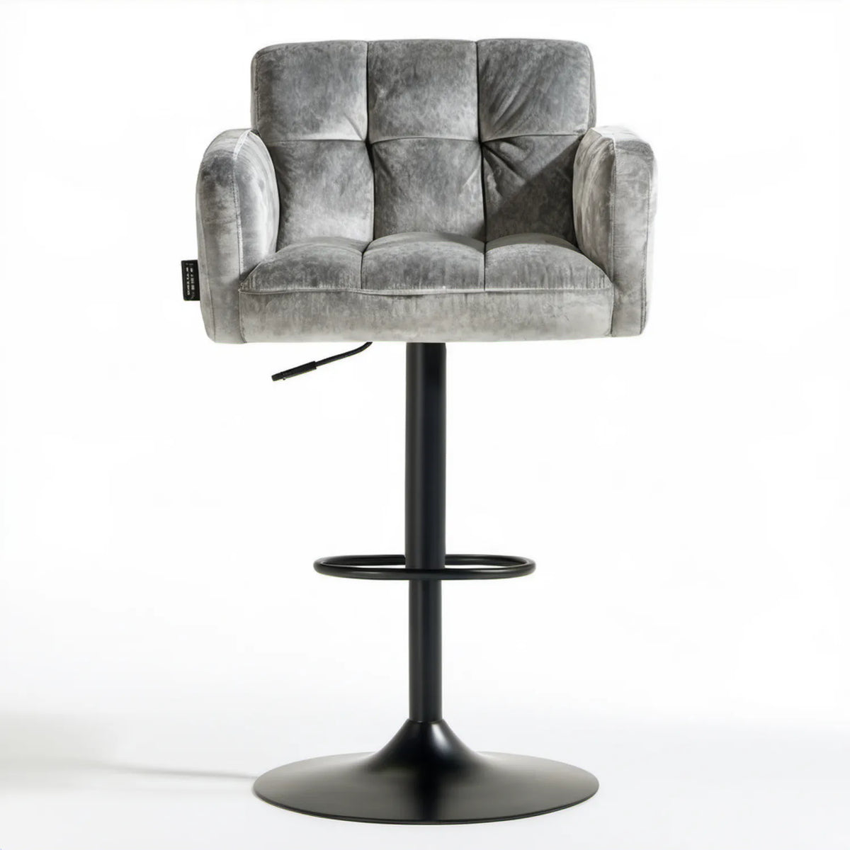 Obrotowy hoker barowy szary/czarny z regulacją wysokości 72 × 62 × 86–103 cm