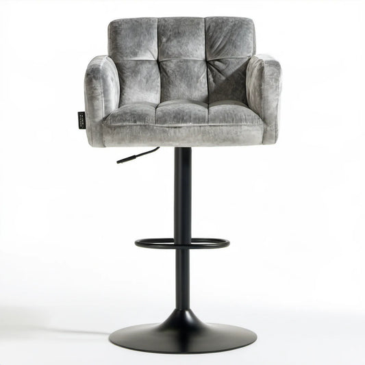 Obrotowy hoker barowy szary/czarny z regulacją wysokości 72 × 62 × 86–103 cm