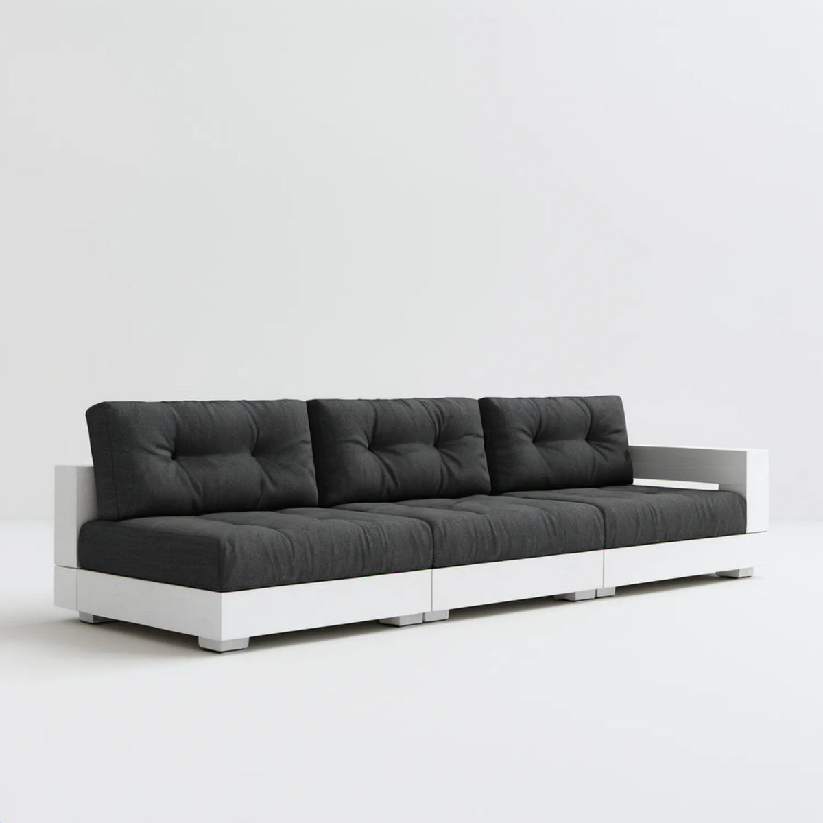 Trzyosobowa sofa ogrodowa grafitowo-biała 220 x 75 x 65 cm z aluminium i poliestru