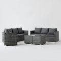Szary/antracytowy zestaw ogrodowy z technorattanu PE – 2 sofy 124 x 65 x 72 cm i stolik 100 x 60 x 37 cm